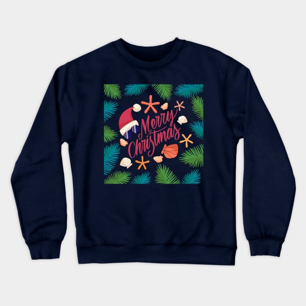 Merry Christmas Beach Theme Crewneck Sweatshirt by Mako Design 